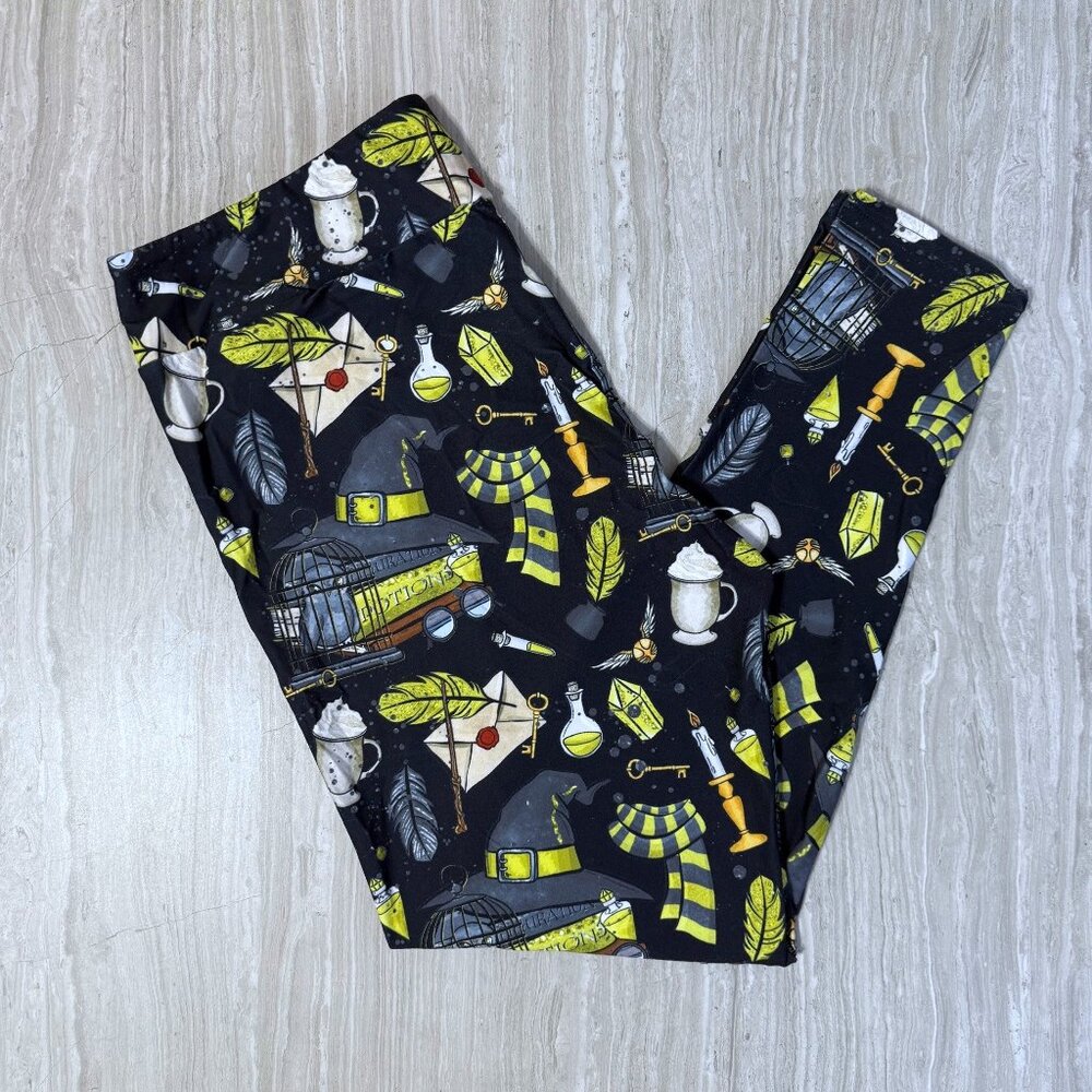 Harry Potter Hufflepuff Yellow House Wizard Print Soft Leggings